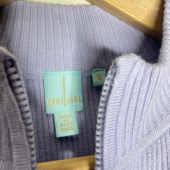 VTG Shu Shu Full Zip Ribbed Cardigan Sweater in Lavender Purple Size Small NWT - Picture 7 of 7